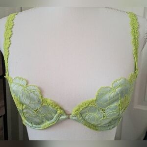 Savage X Fenty By Rihanna Neon Green Floral Embroidery Bra. 32B